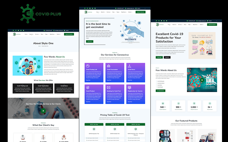 Covid Plus WordPress Theme & HTML Template.