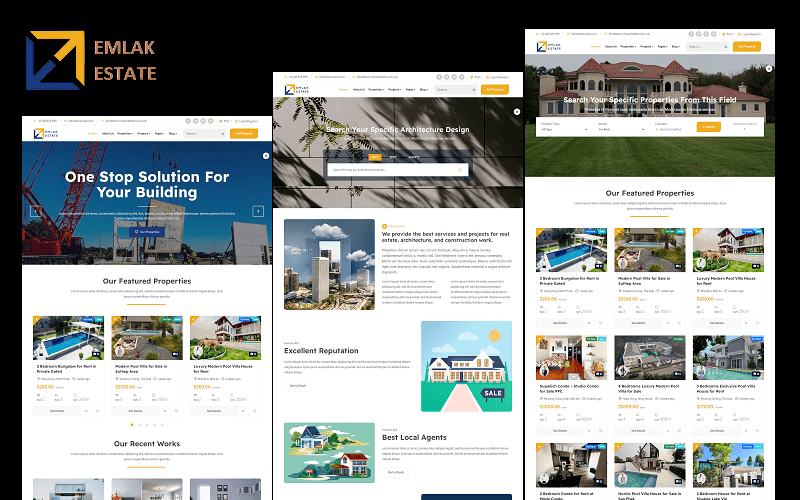 Emlak WordPress Theme & HTML Template.