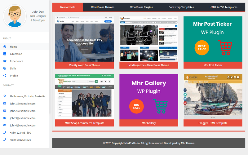 Mhr Portfolio WordPress Theme.