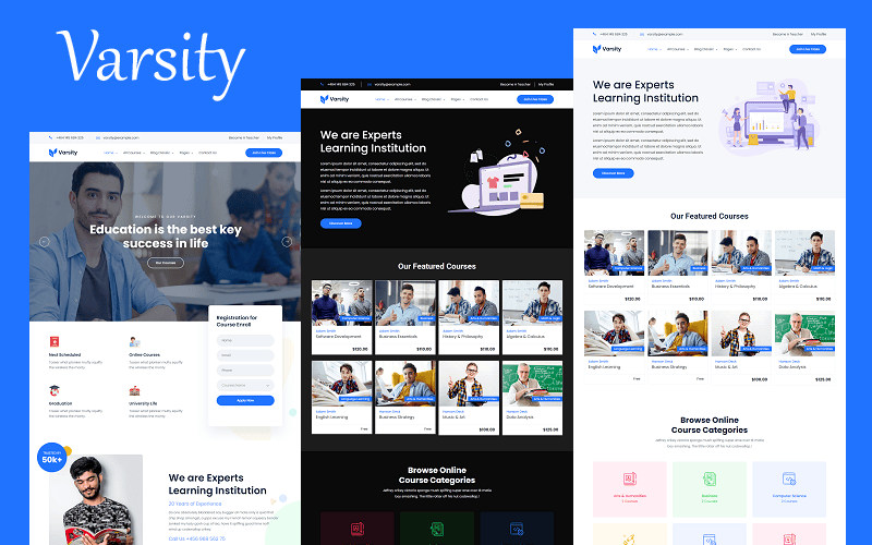 Varsity WordPress Theme & HTML Template.